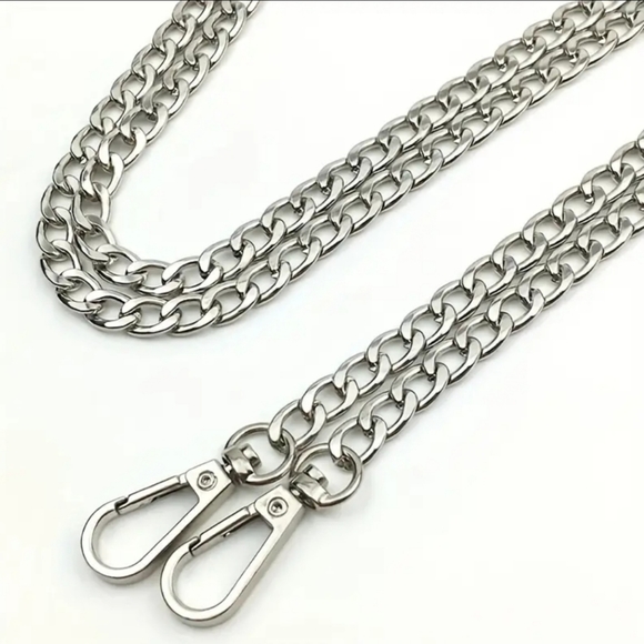 Polished Silver-tone 47 inch Crossbody Chain Nonbranded - Picture 2 of 4
